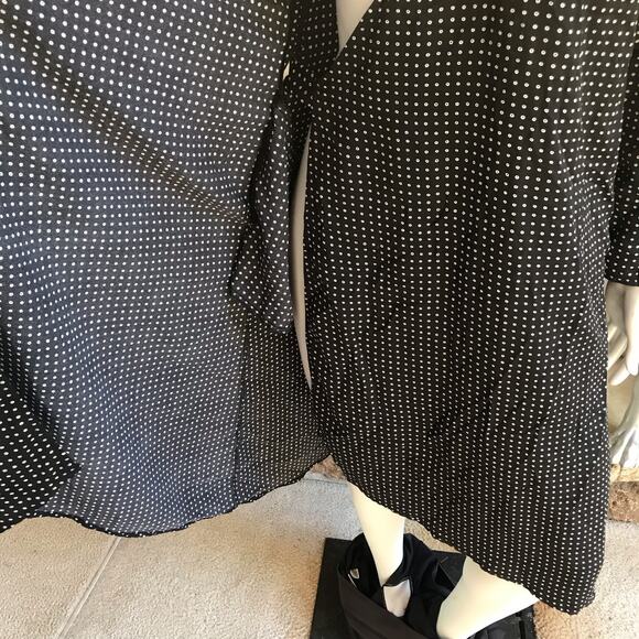 Gap Long Sleeve Wrap Dress Modest Polka Dot Black White Women's Small - Picture 7 of 8